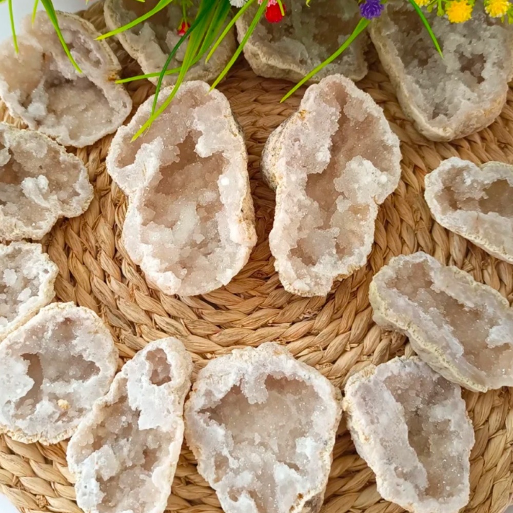 Small Sugar Crystal Geode Pair